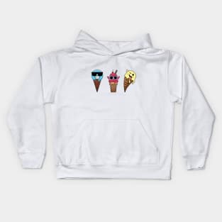 Happy, cool, and wink ice cream emotes Kids Hoodie